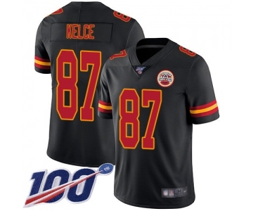 Big Size Nike Chiefs #87 Travis Kelce Black Men's Stitched NFL Limited Rush 100th Season Jersey