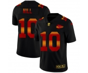 Kansas City Chiefs #10 Tyreek Hill Men's Black Nike Red Orange Stripe Vapor Limited NFL Jersey