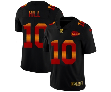 Kansas City Chiefs #10 Tyreek Hill Men's Black Nike Red Orange Stripe Vapor Limited NFL Jersey