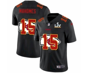 Kansas City Chiefs #15 Patrick Mahomes Black 2021 Shadow Logo Bowl LV Jersey