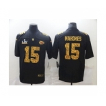 Kansas City Chiefs #15 Patrick Mahomes Black Leopard Super Bowl LV Jersey