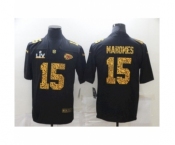 Kansas City Chiefs #15 Patrick Mahomes Black Leopard Super Bowl LV Jersey