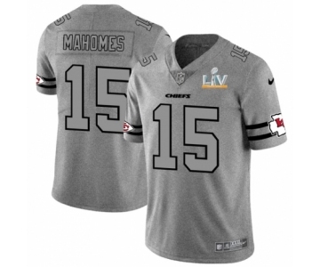 Kansas City Chiefs #15 Patrick Mahomes Gray Gridiron Super Bowl LV Jersey