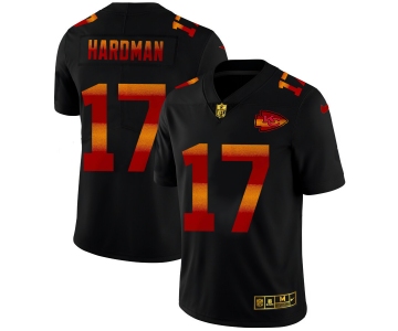 Kansas City Chiefs #17 Mecole Hardman Men's Black Nike Red Orange Stripe Vapor Limited NFL Jersey