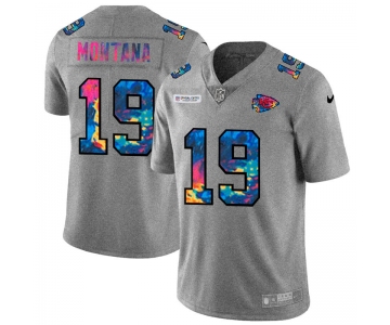 Kansas City Chiefs #19 Joe Montana Men's Nike Multi-Color 2020 NFL Crucial Catch NFL Jersey Greyheather