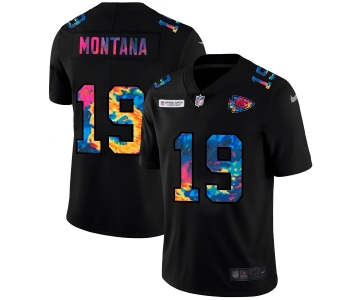 Kansas City Chiefs #19 Joe Montana Men's Nike Multi-Color Black 2020 NFL Crucial Catch Vapor Untouchable Limited Jersey