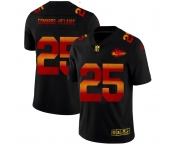 Kansas City Chiefs #25 Clyde Edwards-Helaire Men's Black Nike Red Orange Stripe Vapor Limited NFL Jersey