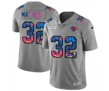 Kansas City Chiefs #32 Tyrann Mathieu Men's Nike Multi-Color 2020 NFL Crucial Catch NFL Jersey Greyheather