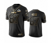 Kansas City Chiefs #87 Travis Kelce Black Golden Super Bowl LV Jersey