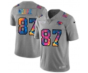 Kansas City Chiefs #87 Travis Kelce Men's Nike Multi-Color 2020 NFL Crucial Catch NFL Jersey Greyheather