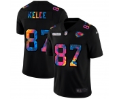 Kansas City Chiefs #87 Travis Kelce Men's Nike Multi-Color Black 2020 NFL Crucial Catch Vapor Untouchable Limited Jersey