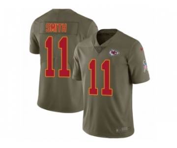 Men Nike Kansas City Chiefs #11 Alex Smith Limited Olive 2017 Salute to Service NFL Jersey