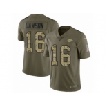 Men Nike Kansas City Chiefs #16 Len Dawson Limited Olive Camo 2017 Salute to Service NFL Jersey