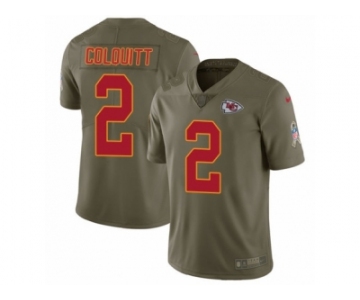 Men Nike Kansas City Chiefs #2 Dustin Colquitt Limited Olive 2017 Salute to Service NFL Jersey