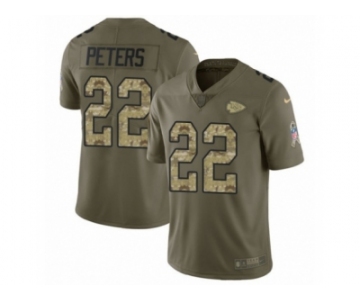 Men Nike Kansas City Chiefs #22 Marcus Peters Limited Olive Camo 2017 Salute to Service NFL Jersey