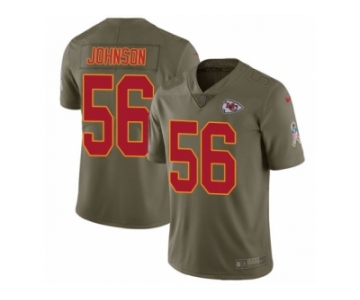 Men Nike Kansas City Chiefs #56 Derrick Johnson Limited Olive 2017 Salute to Service NFL Jersey