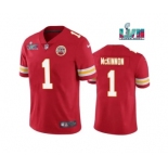 Men's Kansas City Chiefs #1 Jerick McKinnon Red Super Bowl LVII Patch Vapor Untouchable Limited Stitched Jersey