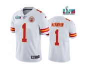 Men's Kansas City Chiefs #1 Jerick McKinnon White Super Bowl LVII Patch Vapor Untouchable Limited Stitched Jersey