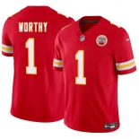 Men's Kansas City Chiefs #1 Xavier Worthy Red 2024 Draft F.U.S.E. Vapor Untouchable Limited Football Stitched Jersey