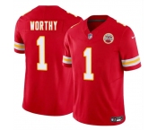 Men's Kansas City Chiefs #1 Xavier Worthy Red 2024 Draft F.U.S.E. Vapor Untouchable Limited Football Stitched Jersey