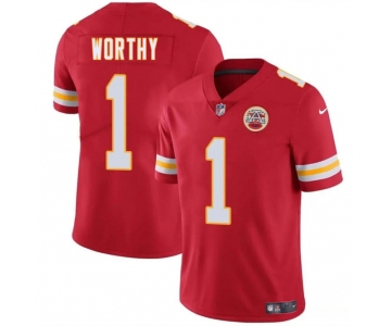 Men's Kansas City Chiefs #1 Xavier Worthy Red 2024 Draft Vapor Untouchable Limited Football Stitched Jersey