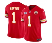 Men’s Kansas City Chiefs #1 Xavier Worthy Red F.U.S.E With Draft Patch Vapor Untouchable Limited Stitched Football Jersey