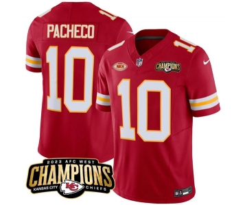 Men’s Kansas City Chiefs #10 Isiah Pacheco Red 2023 F.U.S.E. AFC West Champions With NKH Patch Vapor Untouchable Limited Football Stitched Jersey