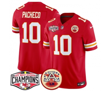 Men's Kansas City Chiefs #10 Isiah Pacheco Red F.U.S.E. 2024 AFC West Division Champions Vapor Limited Stitched Football Jersey