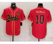 Men's Kansas City Chiefs #10 Isiah Pacheco Red Gold Cool Base Stitched Baseball Jersey