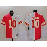 Men's Kansas City Chiefs #10 Isiah Pacheco Red White Split Vapor Limited Stitched Jersey