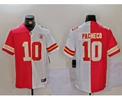 Men's Kansas City Chiefs #10 Isiah Pacheco Red White Split Vapor Limited Stitched Jersey