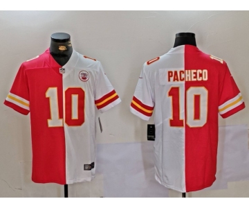 Men's Kansas City Chiefs #10 Isiah Pacheco Red White Split Vapor Limited Stitched Jersey