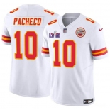 Men’s Kansas City Chiefs #10 Isiah Pacheco White F.U.S.E. Super Bowl LVIII Patch Vapor Untouchable Limited Football Stitched Jersey