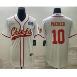 Men's Kansas City Chiefs #10 Isiah Pacheco White With Super Bowl LVII Patch Cool Base Stitched Baseball Jersey