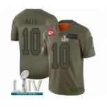 Men's Kansas City Chiefs #10 Tyreek Hill Limited Olive 2019 Salute to Service Super Bowl LIV Bound Football Jersey