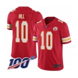 Men's Kansas City Chiefs #10 Tyreek Hill Red Team Color Vapor Untouchable Limited Player 100th Season Football Jersey