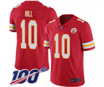 Men's Kansas City Chiefs #10 Tyreek Hill Red Team Color Vapor Untouchable Limited Player 100th Season Football Jersey