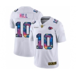 Men's Kansas City Chiefs #10 Tyreek Hill White Multi-Color 2020 Football Crucial Catch Limited Football Jersey