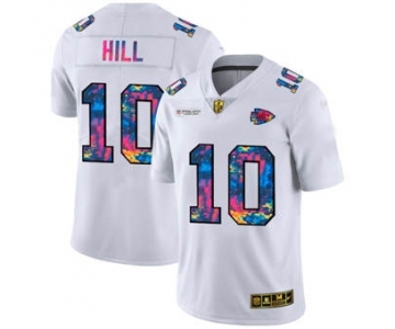 Men's Kansas City Chiefs #10 Tyreek Hill White Multi-Color 2020 Football Crucial Catch Limited Football Jersey