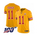 Men's Kansas City Chiefs #11 Demarcus Robinson Limited Gold Inverted Legend 100th Season Football Jersey