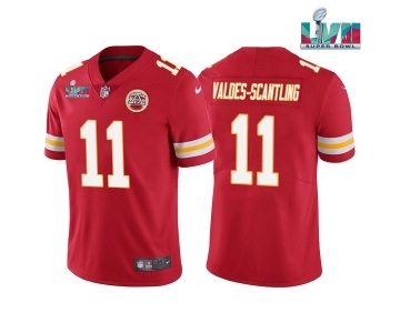 Men's Kansas City Chiefs #11 Marquez Valdes-Scantling Red Super Bowl LVII Patch Vapor Untouchable Limited Stitched Jersey