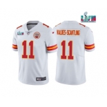 Men's Kansas City Chiefs #11 Marquez Valdes-Scantling White Super Bowl LVII Patch Vapor Untouchable Limited Stitched Jersey