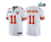 Men's Kansas City Chiefs #11 Marquez Valdes-Scantling White Super Bowl LVII Patch Vapor Untouchable Limited Stitched Jersey