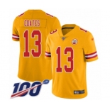 Men's Kansas City Chiefs #13 Sammie Coates Limited Gold Inverted Legend 100th Season Football Jersey