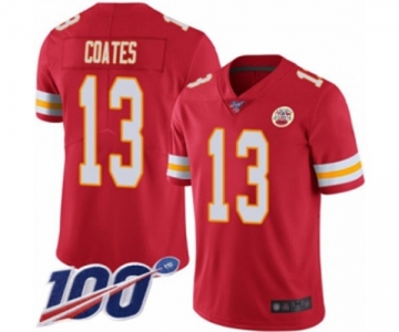 Men's Kansas City Chiefs #13 Sammie Coates Red Team Color Vapor Untouchable Limited Player 100th Season Football Jersey