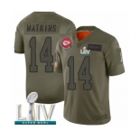 Men's Kansas City Chiefs #14 Sammy Watkins Limited Olive 2019 Salute to Service Super Bowl LIV Bound Football Jersey