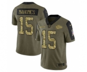 Men's Kansas City Chiefs #15 Patrick Mahomes 2021 Olive Camo Salute To Service Limited Stitched Football Jersey