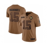 Men’s Kansas City Chiefs #15 Patrick Mahomes 2023 Brown Salute To Service Limited Football Stitched Jersey