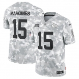 Men's Kansas City Chiefs #15 Patrick Mahomes 2024 Arctic Camo Salute To Service Limited Stitched Football Jersey