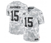 Men's Kansas City Chiefs #15 Patrick Mahomes 2024 Arctic Camo Salute To Service Limited Stitched Football Jersey